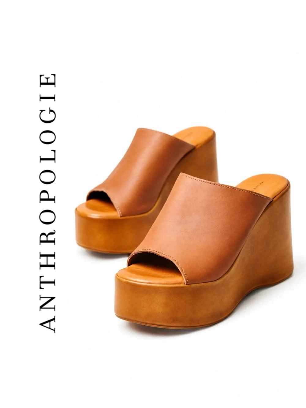 Anthropologie Wooden Platform Wedge Sandals
